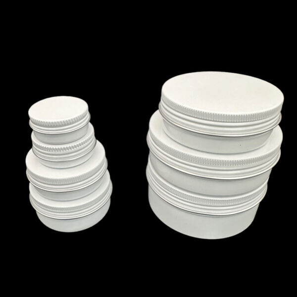 10g Glossy White Aluminium Tin Jar and Screw Cap, Small Tin Box (100 pcs) (D35xH17mm)