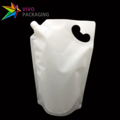 1000ml Glossy White Stand Up Spout Pouch, Liquid Packaging Pouch with Corner Spout (100 pcs)