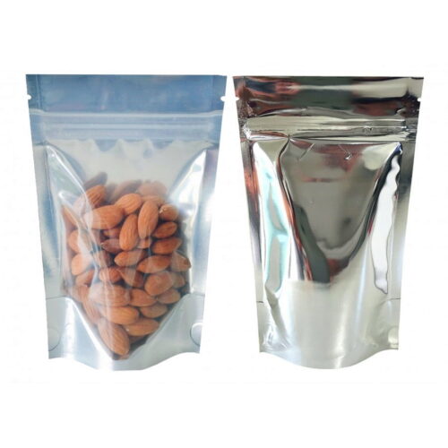 500g Clear/Silver Foil Stand Up Pouch with Zipper (100 pcs) (190×275+100mm)