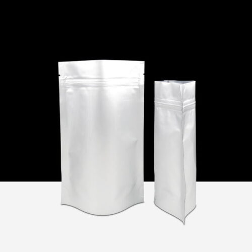 1kg Matt Silver Stand Up Mylar Bag with Zipper, Foil Lined (100 pcs) (230×350+100mm)