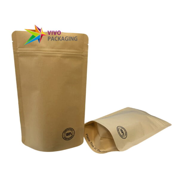 250g Biodegradable Stand Up Pouch with Zipper, 100% Compostable (100 ...