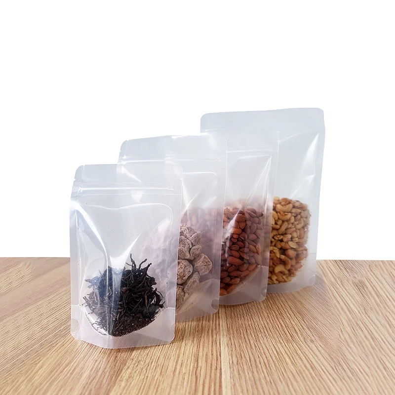Wholesale Medium Black Clear Stand Up Pouches | PackFreshUSA