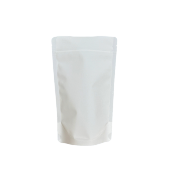 150g White Recyclable Stand Up Pouch with Zipper, Premium Rough Touch Finish (100 pcs) (130×210+80mm)