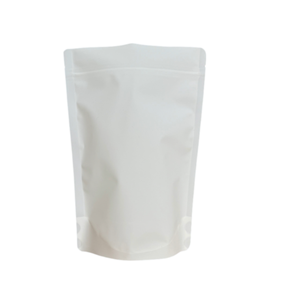 500g White Recyclable Stand Up Pouch with Zipper, Premium Rough Touch Finish (100 pcs) (190×270+100mm)