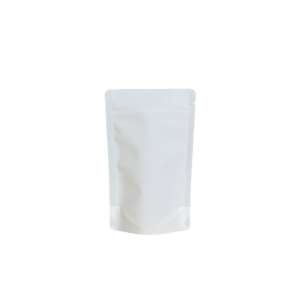 70g White Recyclable Stand Up Pouch with Zipper, Premium Rough Touch Finish (100 pcs) (110×170+60mm)